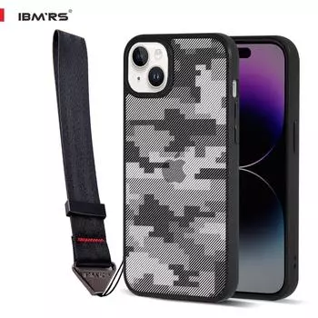 (В комплекте ремешок на запястье)Чехол для Apple iPhone 15 Plus, чехол для телефона IBMRS, защитный чехол, прозрачный матовый чехол, противоударный корпус lattice camo