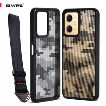 (В комплекте ремешок на запястье)Чехол ibmrs для Xiaomi Note12/12R Pro/POCO X5 5G, прозрачная защитная пленка для телефона с камуфляжным принтом For Redmi Note 12 прозрачный