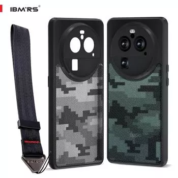 (В комплекте ремешок на запястье)Чехол IBMRS для Oppo Find X6 Pro, камуфляжный прозрачный жесткий чехол и мягкая рамка из ТПУ с подушкой безопасности, противоударный матовый чехол для телефона for phone series(6.8 )