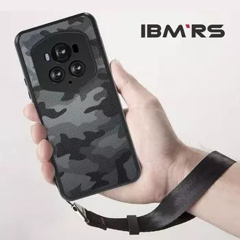 (В комплекте ремешок на запястье)Чехол для телефона IBMRS for Honor Magic6 RSR Porsche Design, ударопрочный, военного уровня, черный камуфляж