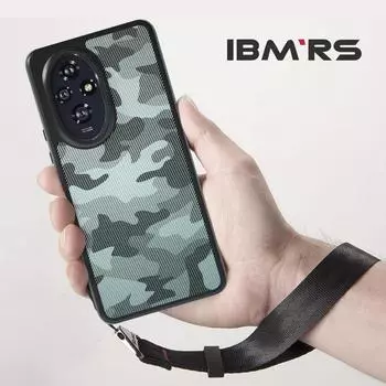 (В комплекте ремешок на запястье)Чехол для телефона IBMRS for Honor 200 Pro, ударопрочный, защита военного уровня, черный камуфляж