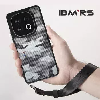 (В комплекте ремешок на запястье)Чехол IBMRS для vivo iQOO 13, полупрозрачный матовый тонкий ударопрочный защитный чехол с защитой от отпечатков пальцев - черный камуфляж Art Camo