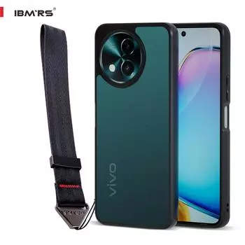 (В комплекте ремешок на запястье)Чехол IBMRS для vivo Y38, полупрозрачный матовый защитный чехол на всю заднюю часть корпуса, устойчивый к царапинам, ударопрочный чехол для телефона - черный камуфляж