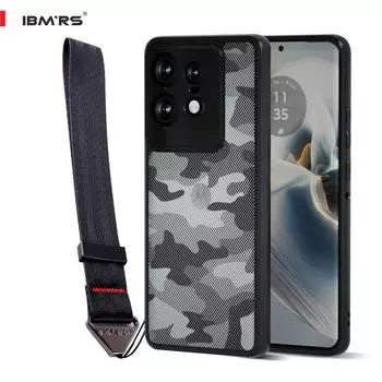 (В комплекте ремешок на запястье)Чехол IBMRS Designed for Motorola Edge 50 Pro, противоударный прозрачный чехол для телефона из ТПУ(Камуфляж Черный)