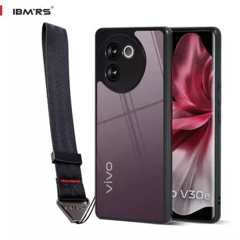 (В комплекте ремешок на запястье)Чехол IBMRS для vivo V30e 5G, полупрозрачный матовый защитный чехол на всю заднюю часть корпуса, устойчивый к царапинам, ударопрочный чехол для телефона - черный камуфляж