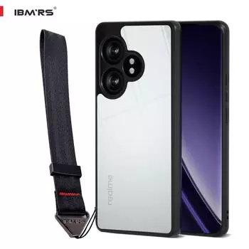 (В комплекте ремешок на запястье)Чехол IBMRS для Realme GT 6T 5G, полупрозрачный матовый противоударный защитный чехол, камуфляжный черный