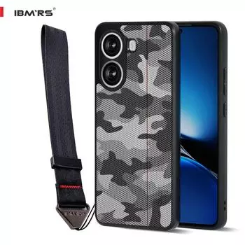 (В комплекте ремешок на запястье)Чехол IBMRS для POCO X7 Pro,(Защита от падений военного образца)Ударопрочные тонкие полупрозрачные матовые чехлы, черный камуфляж