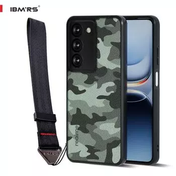 (В комплекте ремешок на запястье)Чехол IBMRS для realme v60 Pro,(Защита от падений военного образца)Ударопрочные тонкие полупрозрачные матовые чехлы, черный камуфляж
