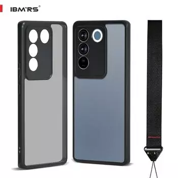 (В комплекте ремешок на запястье)Чехол для телефона Vivo v27, мягкий, прозрачный, матовый, с матовой задней частью, тонкий, противоударный, защитный чехол - черный камуфляж Art Camo