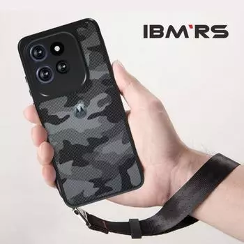 (В комплекте ремешок на запястье)Чехол IBMRS для Motorola ThinkPhone 25, ультратонкий, приподнятые края защищают камеру и экран - черный камуфляж
