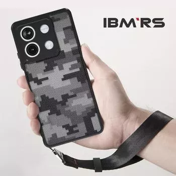 (В комплекте ремешок на запястье)ibmrs для Xiaomi Redmi Note 13 Anti-Fingerprint Camo Case, матовый прозрачный защитный чехол для телефона transparent прозрачный
