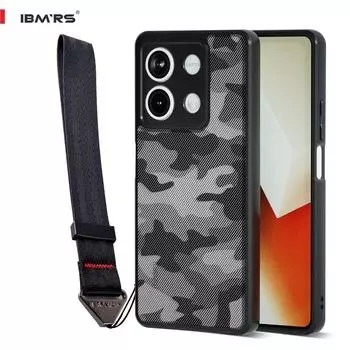 (В комплекте ремешок на запястье)IBMRS [двойное покрытие против царапин] для Xiaomi Redmi Note 13 Прозрачный чехол, камуфляжный противоударный матовый чехол для телефона Art Camo