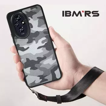 (В комплекте ремешок на запястье)Оригинальная официальная подставка IBMRS для чехла Honor 100 Pro, противоударный матовый полупрозрачный чехол для телефона с защитой от царапин, черный камуфляж