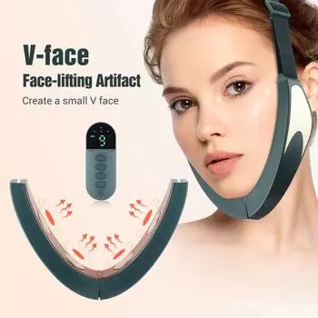 V-Line Up Face Lifter с дистанционным управлением, вибрационный массажер для похудения лица, удаление двойного подбородка, EMS-укрепляющее устройство против морщин