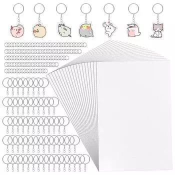 В наборы из 225 термоусадочных изделий входят 25 термоусадочных бумаг, 100 брелоков для ключей и 100 колец, поделки для детей