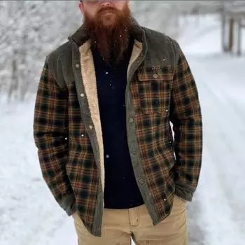 В наличии большой размер осенне-зимняя мужская ретро-клетчатая теплая куртка Wanderer S