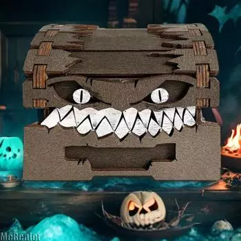В наличии Деревянный имитатор - Креативный сундук с сокровищами монстров, игрушка в подарок на Хэллоуин для Dungeons & Dragons коричневый