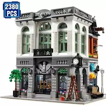 В НАЛИЧИИ Street Views Architecture Brick Bank Model Building Blocks Toy Compatible 10251 Educational Birthday Festival Boy Gifts