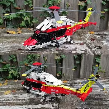 В наличии Технический Airbus Спасательный Вертолет Модель Строительный Блок Кирпичи Игрушка для Мальчика Девочки Подарок Моторизованные Функции