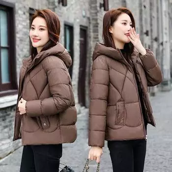 В наличии зимние пуховые изделия на хлопковой подкладке, новые изделия на хлопковой подкладке, небольшие теплые куртки на хлопковой подкладке с капюшоном, короткие утепленные модные куртки. L чёрный