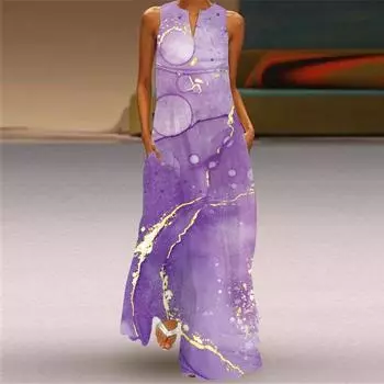 V-neck Dress New Fashion Women s Clothing Fashion Spring/Summer 3D Print Stage Show Travel Photography Pocket Dress VLCQ-252 3XL