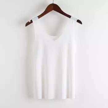 V-neck One-Piece Ice Silk Seamless Slim and Ultra-Thin Vest White 3XL
