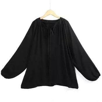 V-neck Slimming All-Match Shoulder Sleeve Export Tail Single Pullover Black One size