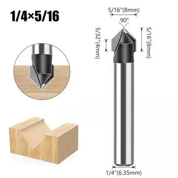 V-образный нож 90 градусов 12 рукоятка 1/2 рукоятка, фреза для деревообработки, режущая головка для триммера, алюминиевая пластиковая пластина, паз для стены 90 degree V knife 1/4 * 5/16