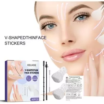 V-образный пластырь-лифтинг для лица для подтяжки и сокращения кожи лица. Лифтинг мышц подбородка. Устранение отеков и придание формы патчам для лица.
