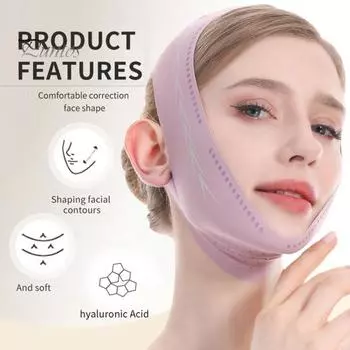 V-образный подтягивающий ремень для контурирования лица, упругость кожи, впитывание, V-образный ремень для лица, регулируемый, для устранения двойного подбородка, тонизирующие пояса для лица фиолетовый