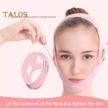 V-образный ремешок для подтяжки лица, средство для устранения двойного подбородка, повязка для похудения лица, инструмент для ухода за кожей, косметический инструмент для женщин и мужчин розовый