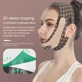 V-образный ремешок для подтяжки лица, женский ремешок с двойным подбородком, 3D-дизайн лица, регулируемый дышащий косметический бандаж, уход за кожей, косметический инструмент для женщин и мужчин зелёный