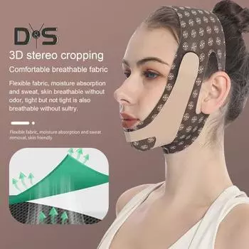 V-образный ремешок для подтяжки лица, женский ремешок с двойным подбородком, 3D-дизайн лица, регулируемый дышащий косметический бандаж, уход за кожей, косметический инструмент для женщин и мужчин зелёный