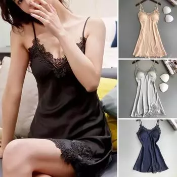 V-образный вырез, открытая спина, без рукавов, атласное кружево, пэчворк, съемные подушечки, мягкий однотонный, выше колена L чёрный