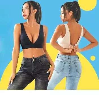 V-образный вырез женский бюстгальтер большого размера укороченный топ женское нижнее белье сексуальное женское нижнее белье топы для девочек пуш-ап активные бюстгальтеры S чёрный