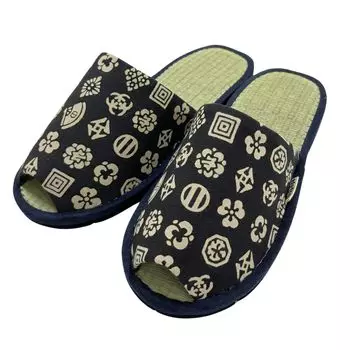 В помещении Сделано в передней части снаружи темно-синяя комната Rion Kabuki Crest черная войлочная подошва L [Edo Ten] Тапочки, обувь, Rush, Япония, окрашенная вручную Tenugui, открытие,