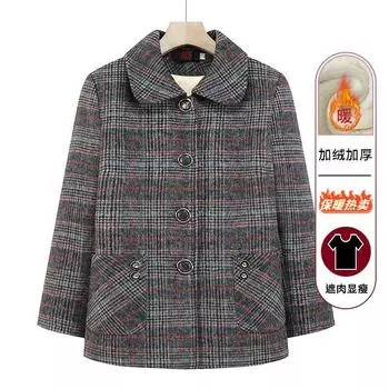 В пожилой зимней шубе женщина бабушка носить осень и зиму топ мать иностранный стиль новая пожилая одежда утолщенная и бархатная L