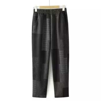 В пожилые женские брюки бабушкины весенние и осенние брюки материнские брюки клетчатые с высокой талией прямые брюки жены пожилые брюки XL