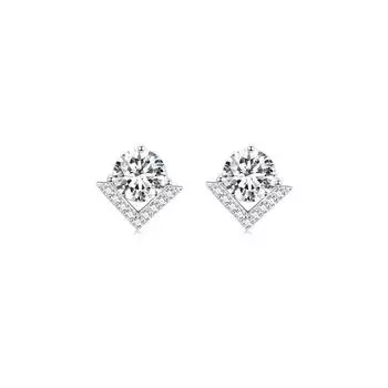 V-shaped Stud Earrings Women s Light Luxury Niche Micro-inlaid Zircon Geometric Earrings Temperament Commuter Personality Earrings