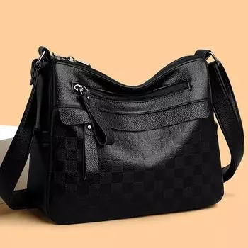 В сочетании с сумками из натуральной кожи женская новая модная и универсальная сумка через плечо на одно плечо 2024 года, темперамент, многослойная мама среднего возраста