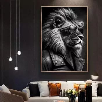 В солнцезащитных очках и на холсте с изображением гнева животных 21cm30cm NoFrame