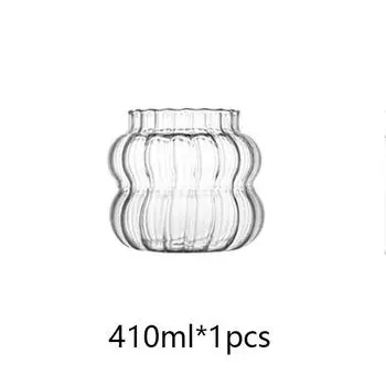 В Стеклянной Чашке Термостойкий Тамблер Посуда для Напитков Прозрачная Чай Сок Молоко Кофейная Кружка Дома Стаканы для Воды Полосатая Кружка 410/650/850мл 410-850ml