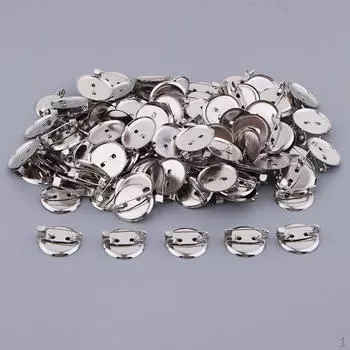 В упаковке 100 брошей-кабошонов, окруженных безелем, размер 20 мм.