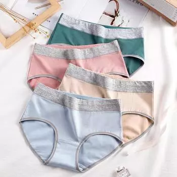 В упаковке 4 пары антибактериального женского нижнего белья, женское хлопковое нижнее белье со средней талией, модные и дышащие трусы L