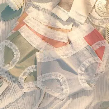 В упаковке 4 пары летнего женского нижнего белья с кружевной отделкой, сексуальные трусы со средней талией, японское минималистское нижнее белье без следов L