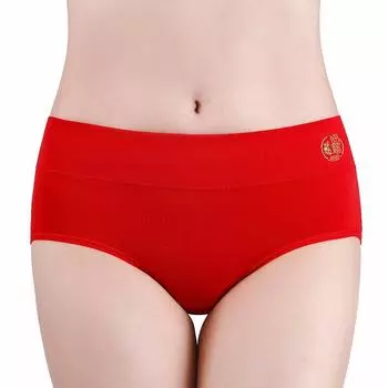 В упаковке 4 предмета красного нижнего белья Benmingnian с золотым тиснением, хлопковое нижнее белье на талии