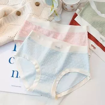 В упаковке 4 предмета мягкого и бесшовного женского нижнего белья, треугольные брюки со средней талией, простое жаккардовое женское нижнее белье L