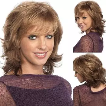 Вьющиеся парики Светло-коричневые парики из синтетических волос для женщин Женская прическа Короткий парик Красивый мягкий повседневный парик золотисто-коричневый