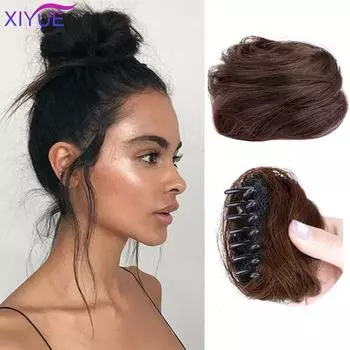 Вьющийся шиньон, короткие синтетические волосы для наращивания, шиньон, пончик, роликовая булочка, парик с зажимом в шиньоне для женщин