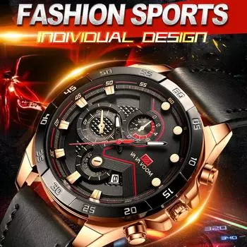 VA VA VOOM Кварцевые часы Календарь Модные студенческие часы 3ATM Водонепроницаемые мужские спортивные часы 24-часовой хронограф Кварцевые часы Stainless steel чёрный/розового золота